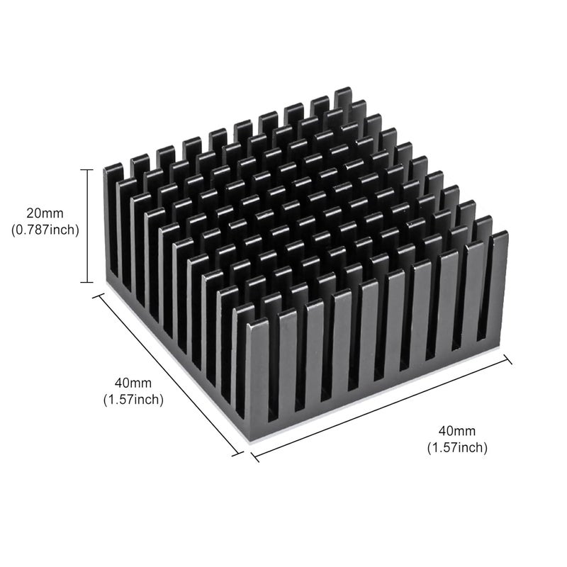 Manesi 4PCS Black Aluminum Heat Sink with Thermal Conductive Adhesive Tape, 40×40×20mm Heatsink Cooler for Cooling VRM GPU Stepper Driver 3D Printer Stepper Motor - Image 3